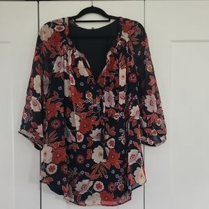 Daniel Rainn Navy Floral Blouse